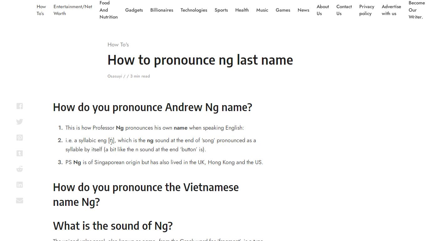How to pronounce ng last name - The360Report